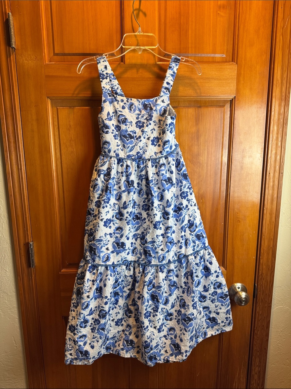 Isaac Mizrahi Blue and White Floral Tiered Sundress Girls Size 8